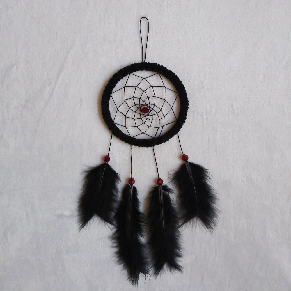 Handmade Black and Red Dreamcatcher